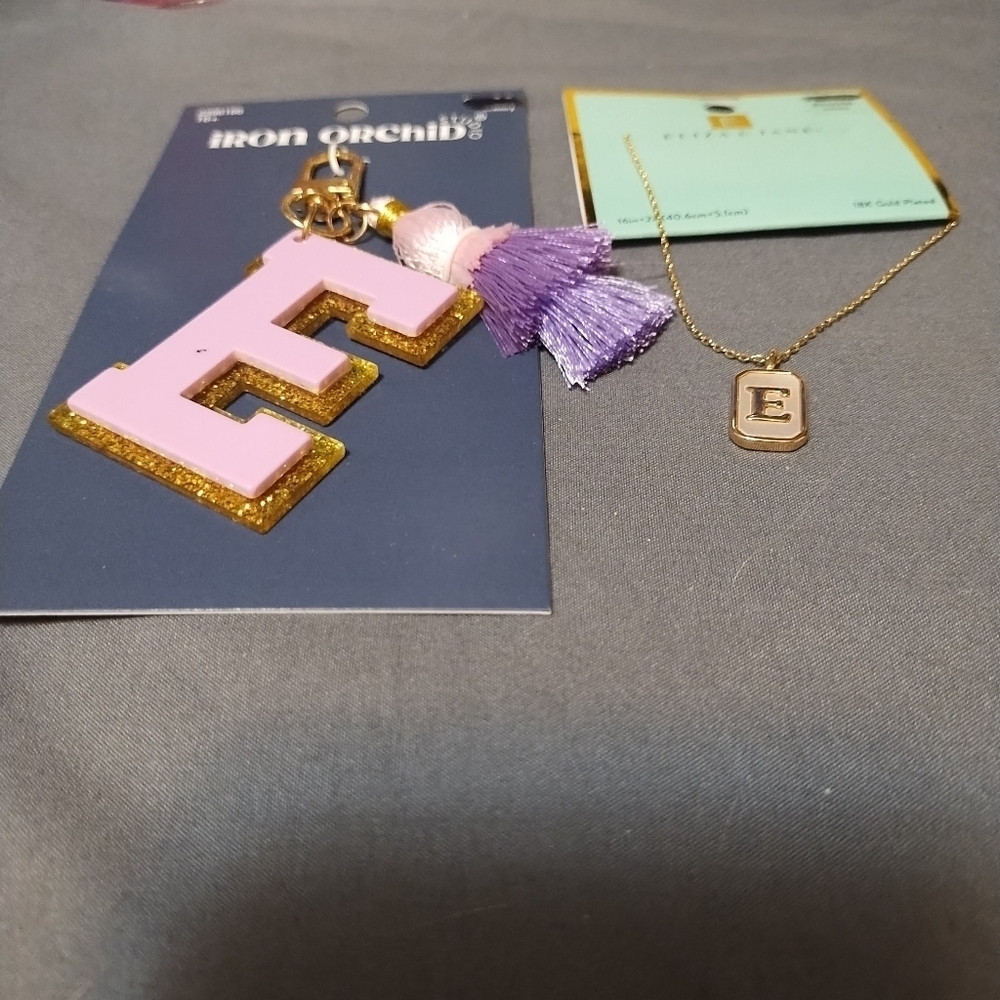 Initial "E" Necklace And Keychain
